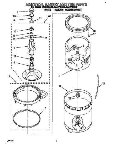 Agitator, basket and tub