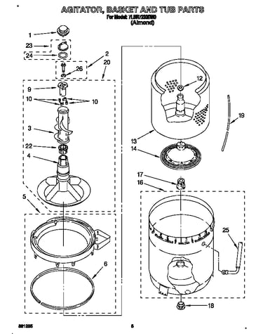 Agitator, basket and tub