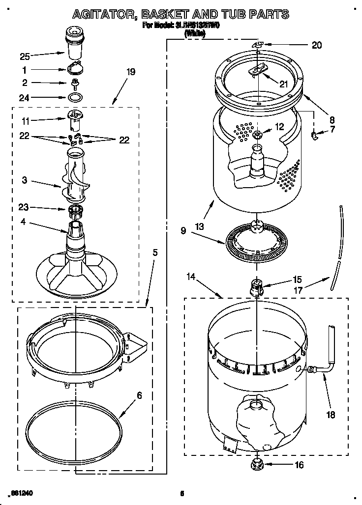 Agitator, basket and tub
