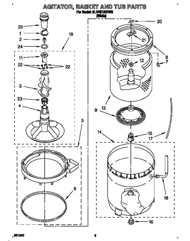 Agitator, basket and tub