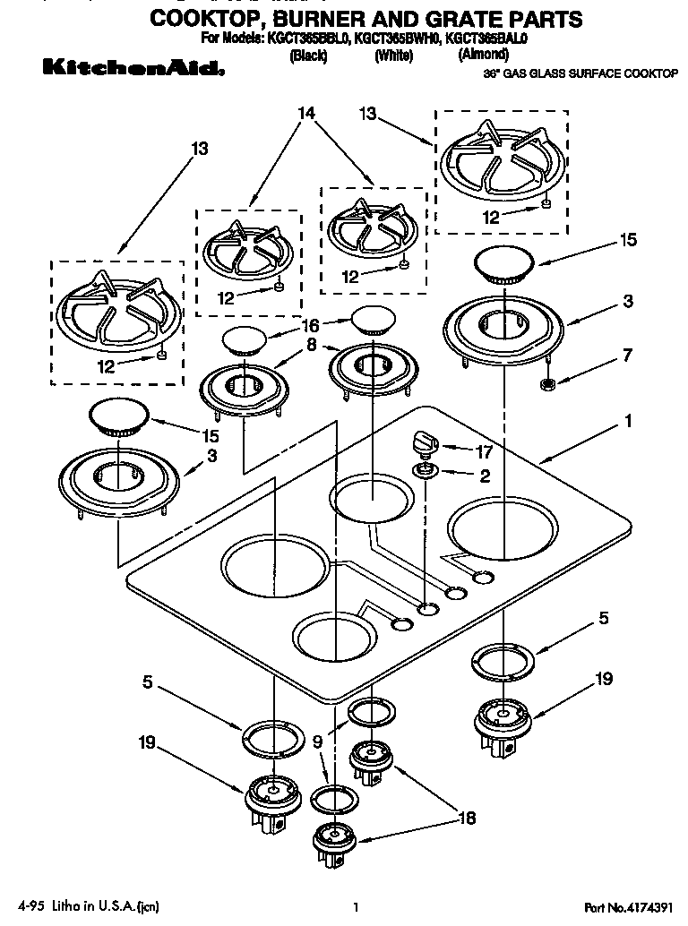 COOKTOP, BURNER AND GRATE