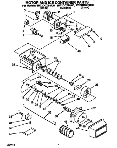 Motor and ice container