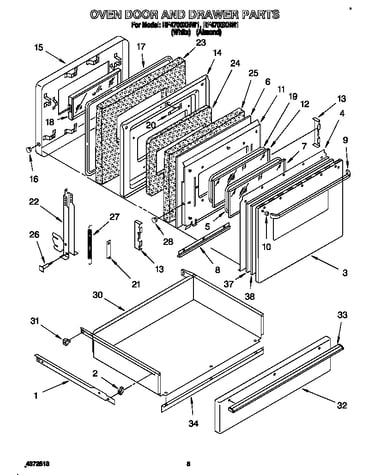 Oven door and drawer