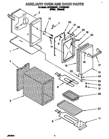Auxiliary oven and door