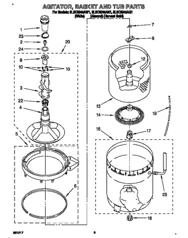 Agitator, basket and tub