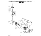 Whirlpool LSS7233AW1 brake, clutch, gearcase, motor and pump diagram