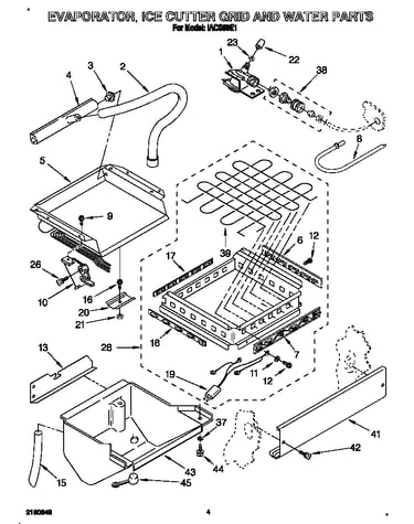 Evaporator, ice cutter grid and water