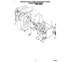 Roper RTE5243BL0 dryer front panel and door diagram