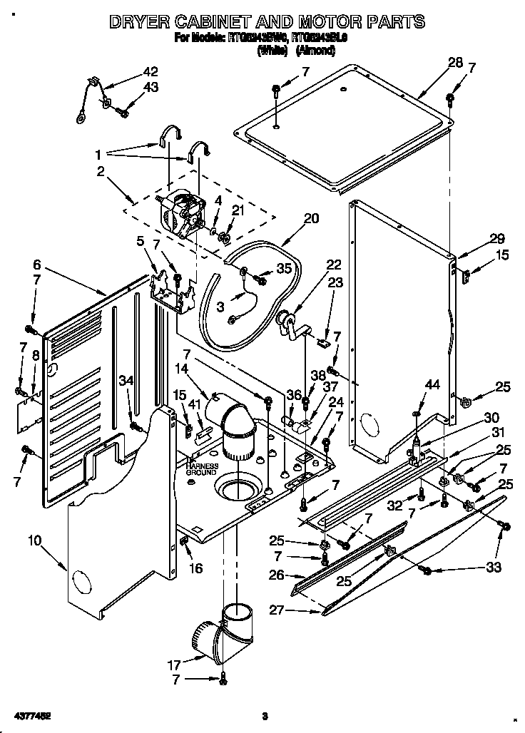 Dryer cabinet and motor