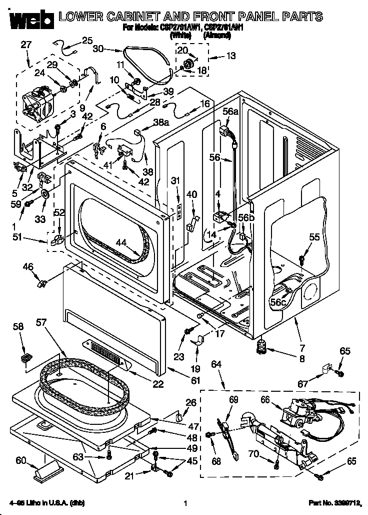 Lower cabinet and front panel