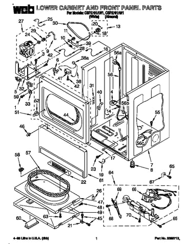 Lower cabinet and front panel
