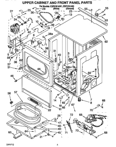 Upper cabinet and front panel