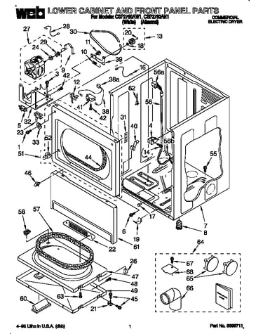Lower cabinet and front panel