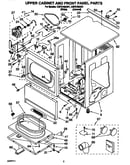 Upper cabinet and front panel