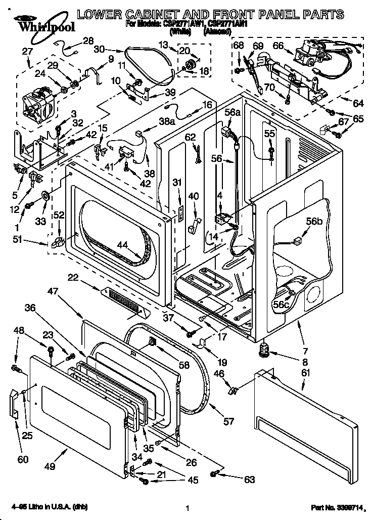 Lower cabinet and front panel