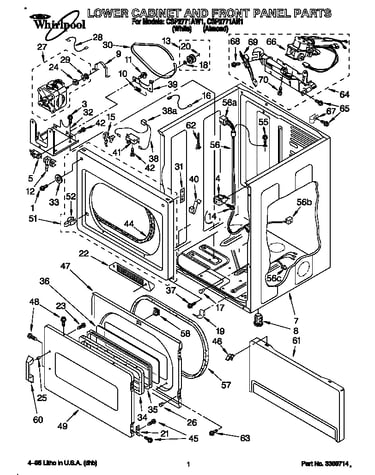 Lower cabinet and front panel
