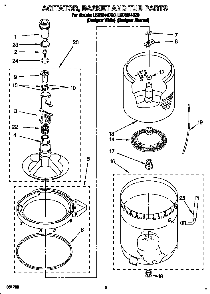 AGITATOR, BASKET AND TUB