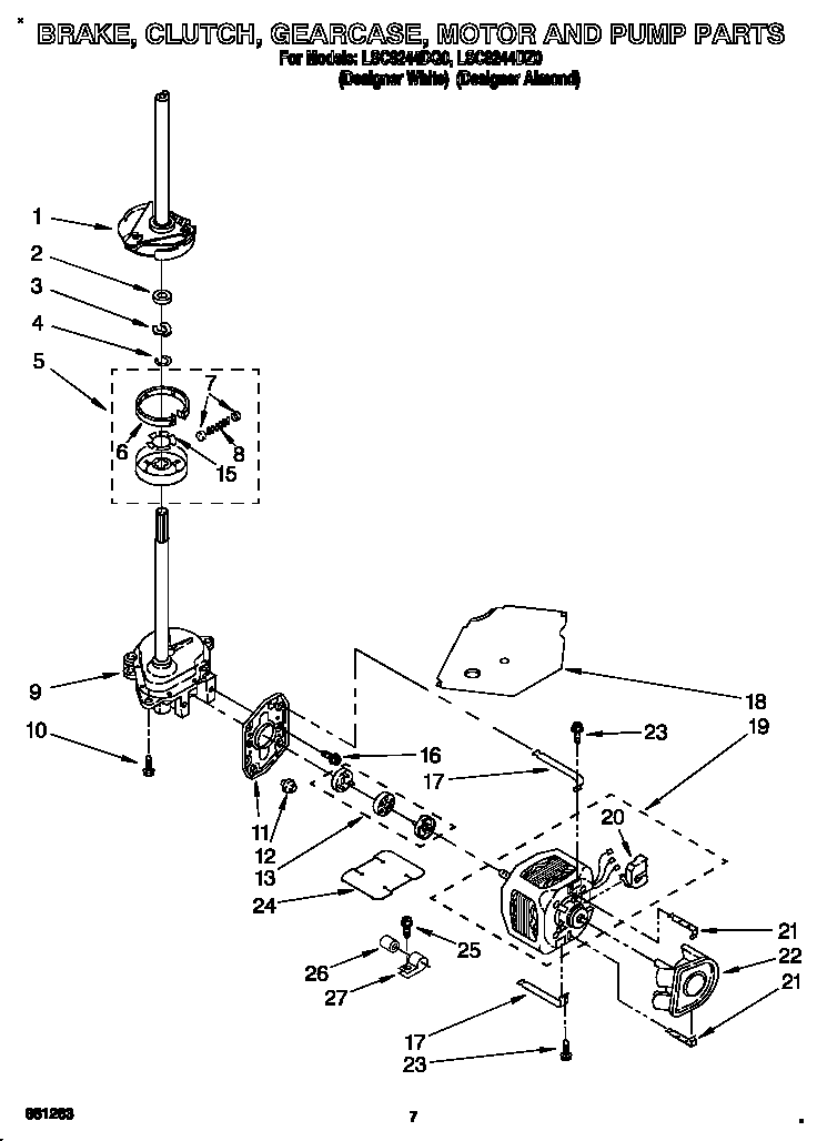 Brake, clutch, gearcase, motor and pump