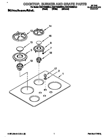 Cooktop, burner and grate