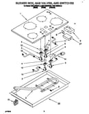 Burner box, gas valves, and switches