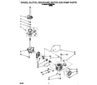 Whirlpool 6LSP8255AW2 brake, clutch, gearcase, motor and pump diagram