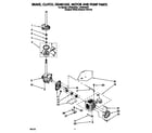 Whirlpool LSV8244DQ0 brake, clutch, gearcase, motor and pump diagram
