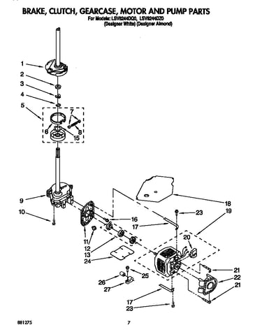 Brake, clutch, gearcase, motor and pump