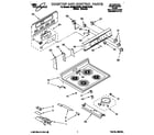 Whirlpool RF366PXDW0 cooktop and control diagram
