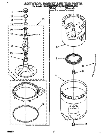 Agitator, basket and tub