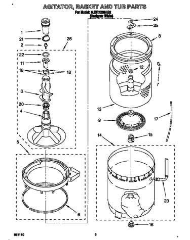 Agitator, basket and tub