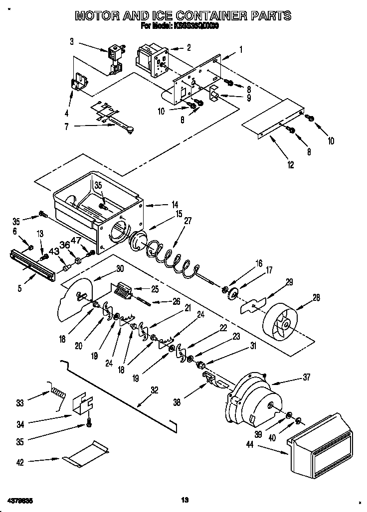 Motor and ice container