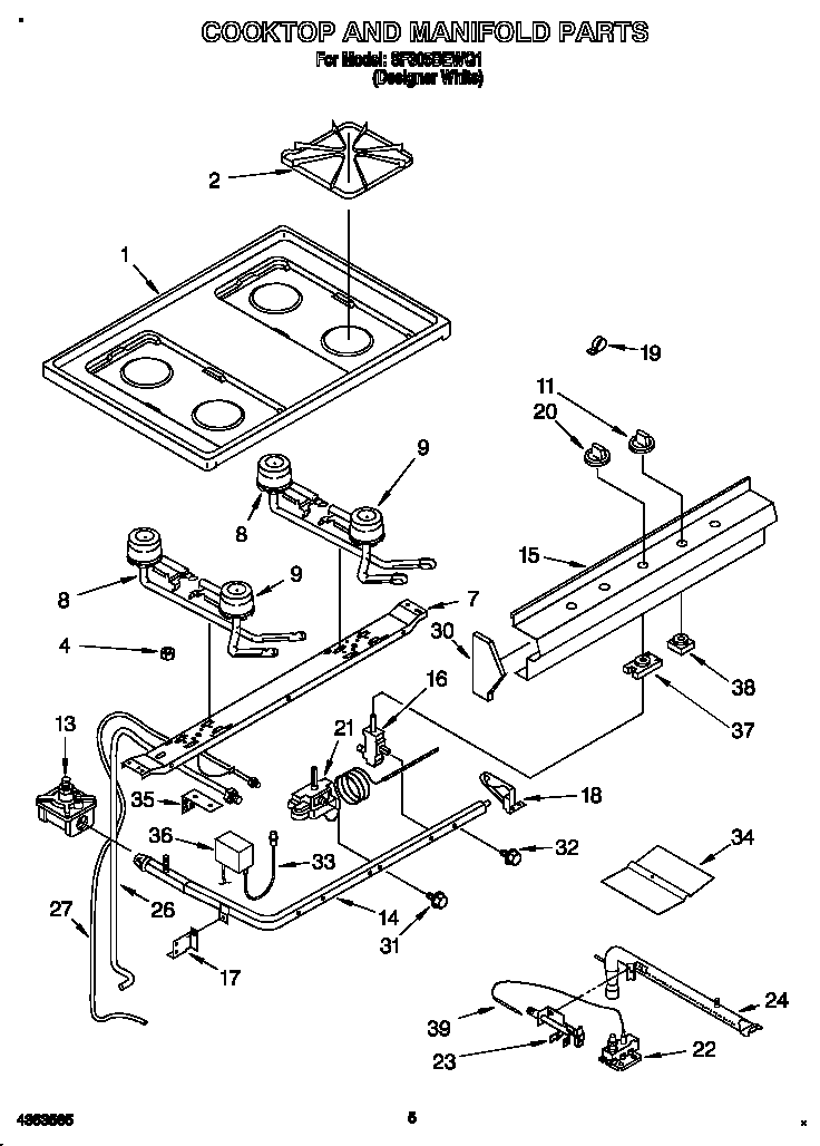 Cooktop and manifold
