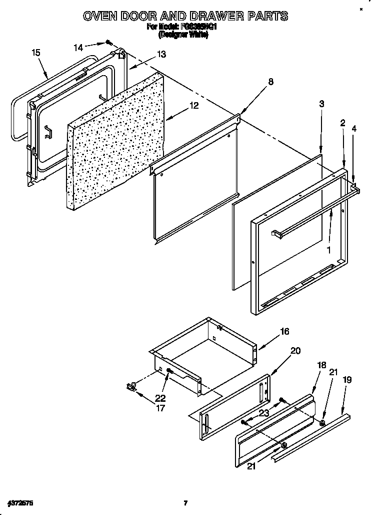 Oven door and drawer