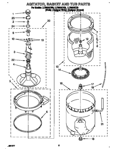 Agitator, basket and tub