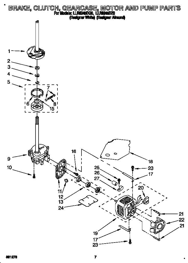 Brake, clutch, gearcase, motor and pump