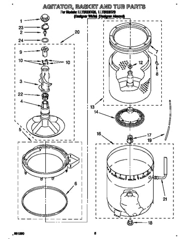 Agitator, basket and tub