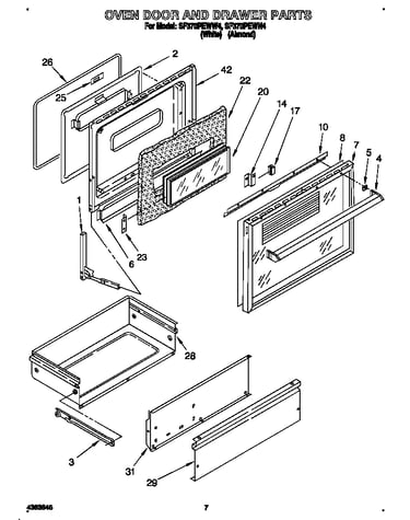 Oven door and drawer
