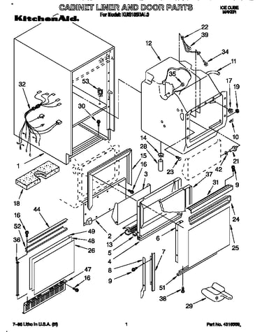 Cabinet liner and door