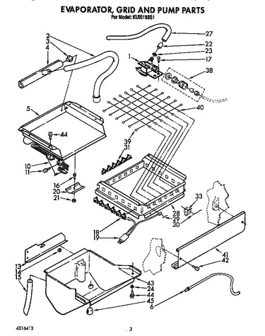 Evaporator, grid and pump