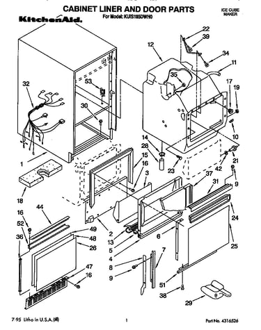 Cabinet liner and door