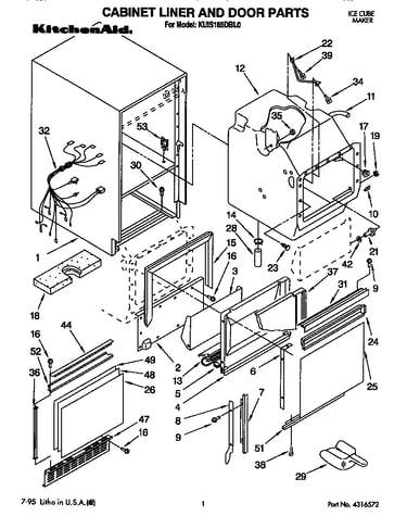 Cabinet liner and door