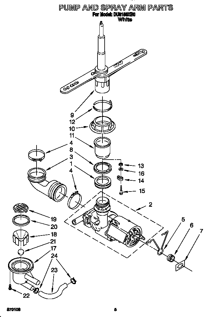 Pump and spray arm