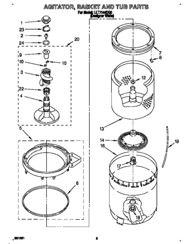Agitator, basket and tub