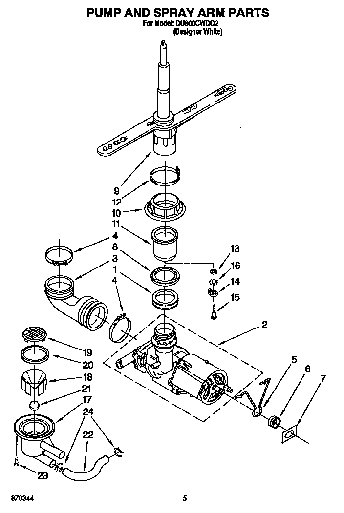 Pump and spray arm