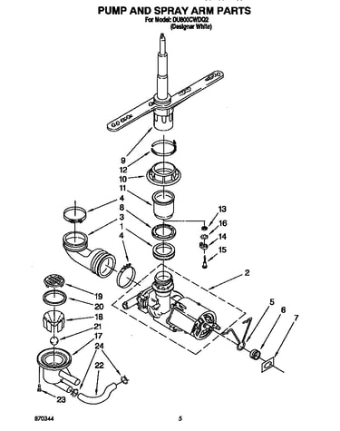 Pump and spray arm