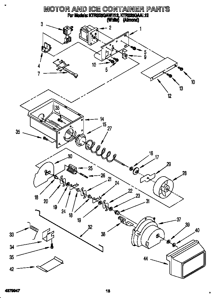 Motor and ice container