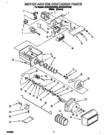Motor and ice container