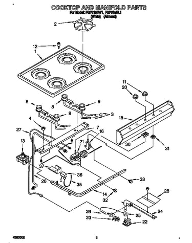 Cooktop and manifold