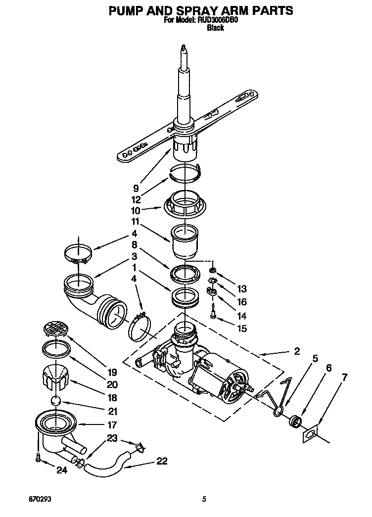 Pump and spray arm