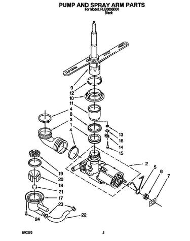 Pump and spray arm